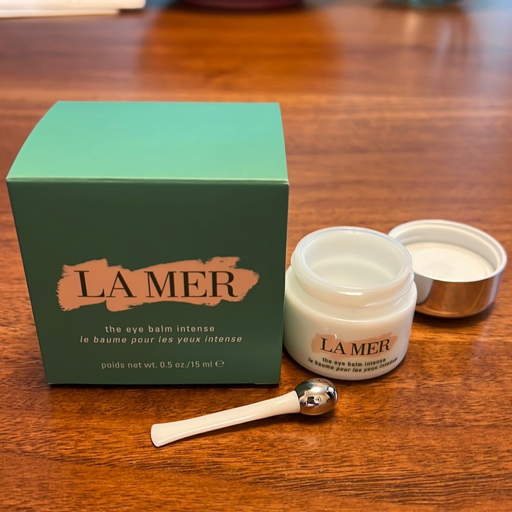 La Mer THE EYE BALM INTENSE empty jar with silver tipped applicator and box